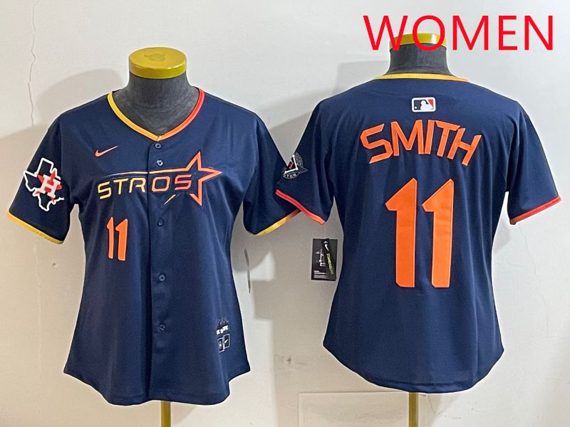 Women Houston Astros #11 Smith Blue three generations Joint Name Nike 2025 MLB Jersey style 10->colorado rockies->MLB Jersey